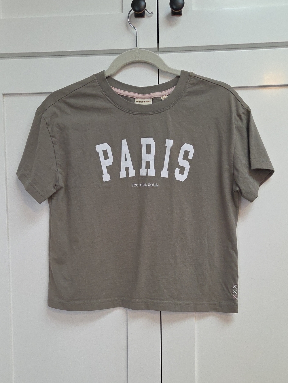 Scotch & Soda Olive Green 'PARIS' Graphic Tee - White Print